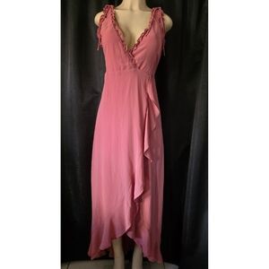 Lulu's Pink Asymmetrical Ruffle Dress